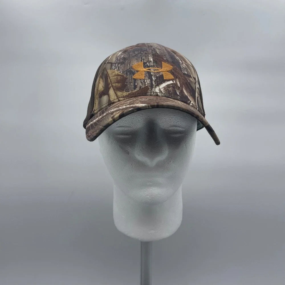Under Armour Size Large Brown Camo 4-Way Stretch Fit Cap RealTree Hunting Hat
